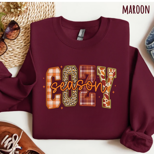 Cozy Season Vibes Sweatshirt in Maroon - Any Gift For You