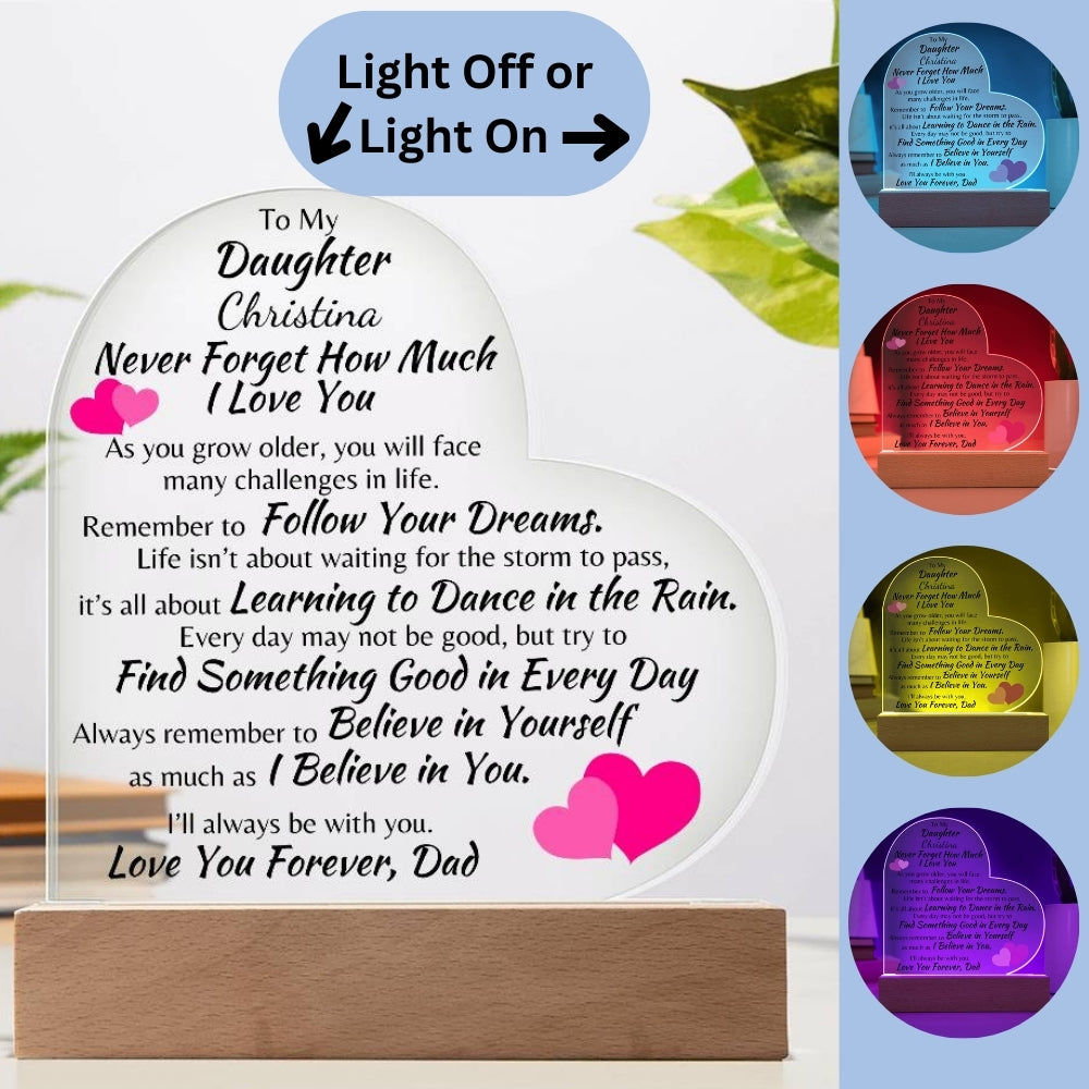 Dancing in the Rain Personalized Acrylic Heart Plaque