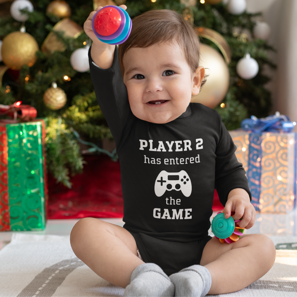 Leveled Up Daddy Sweatshirt or Hoodie and Player 2 Long Sleeve Infant Bodysuit