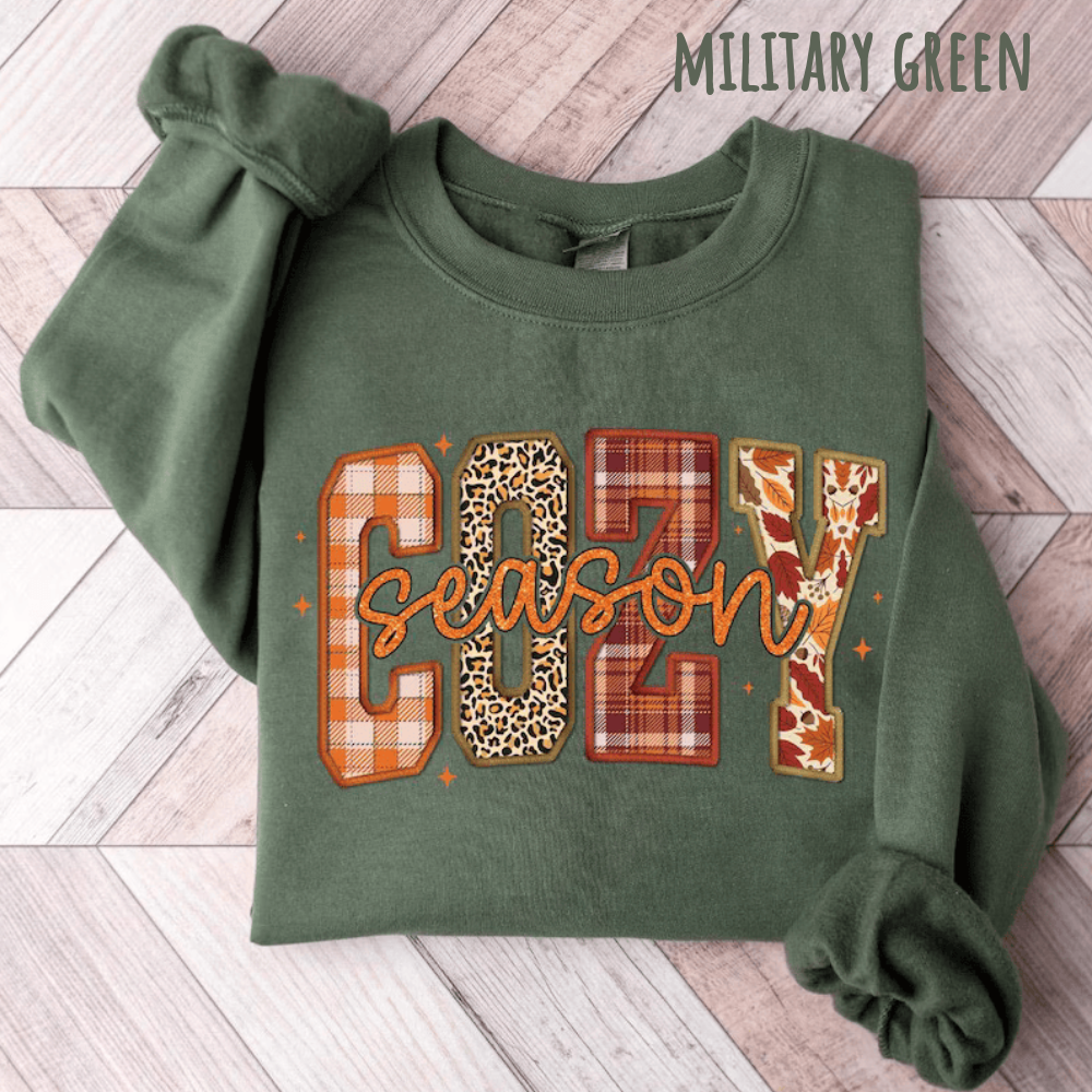 Cozy Season Vibes Sweatshirt in Military Green - Any Gift For You