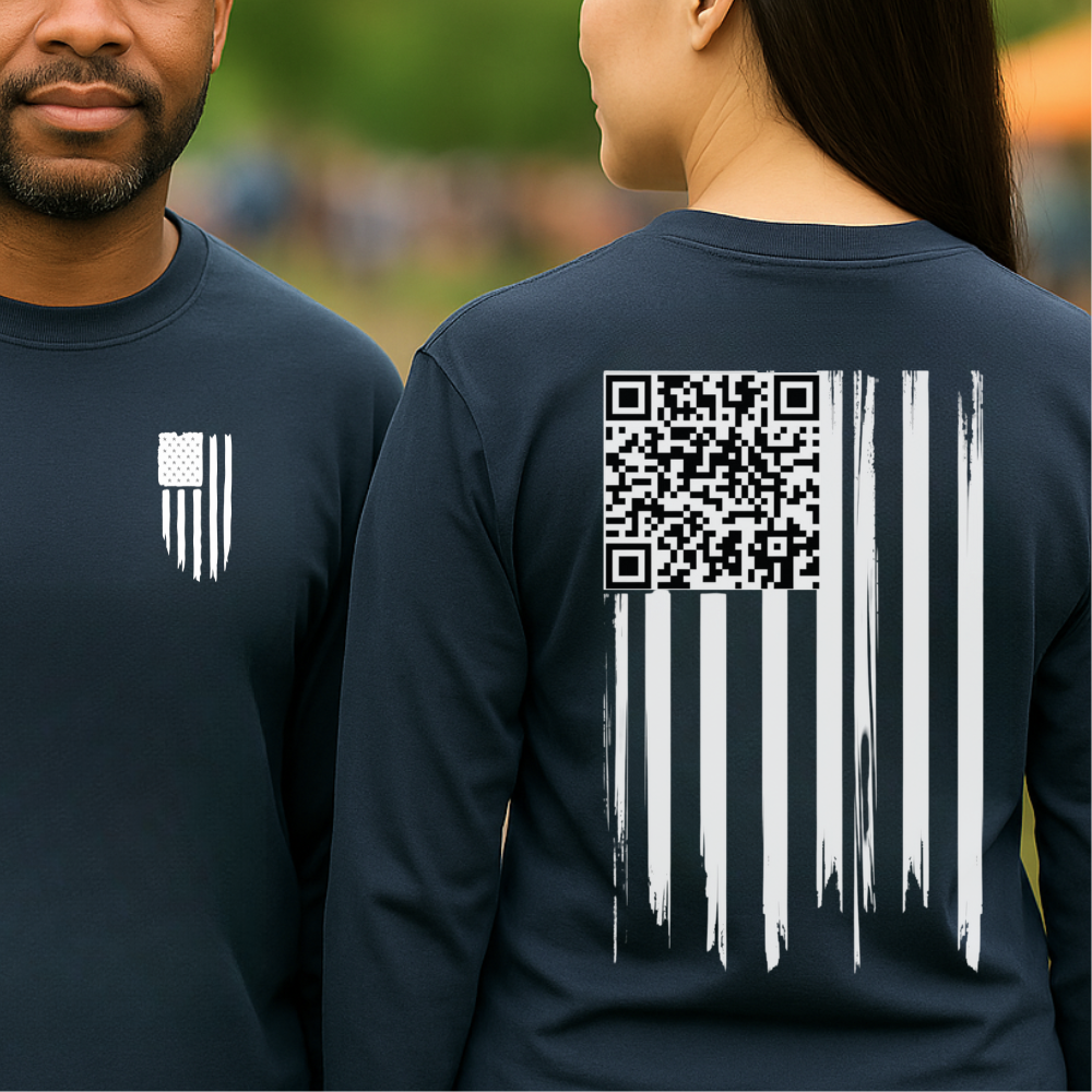 American Flag QR Code Shirt – Unisex Heavy Cotton Patriotic Tee