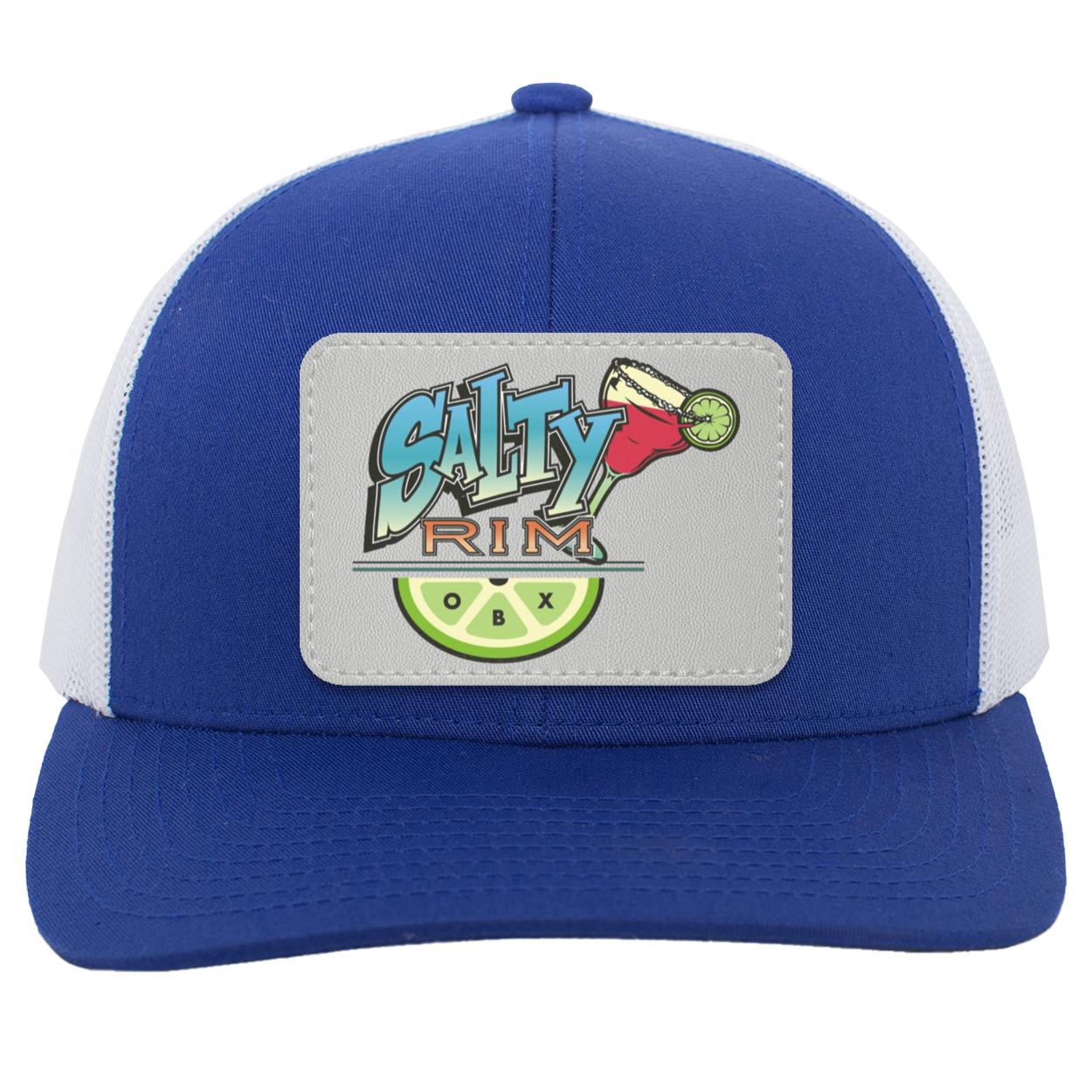 Salty Rim Trucker Hat with Logo 104C in royal with white mesh and a light gray patch