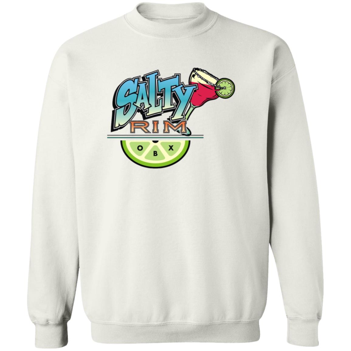 Salty Rim Crewneck Pullover Sweatshirt G180 in white