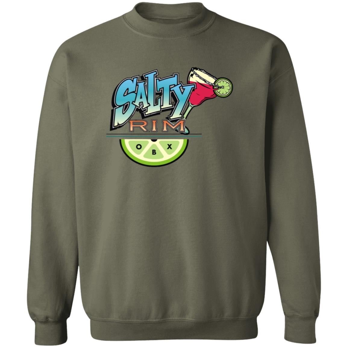 Salty Rim Crewneck Pullover Sweatshirt G180 in military green