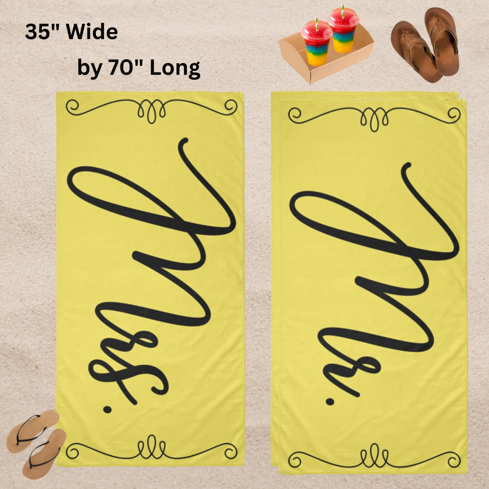 Mr. and Mrs. Beach Towel Set in Lemon