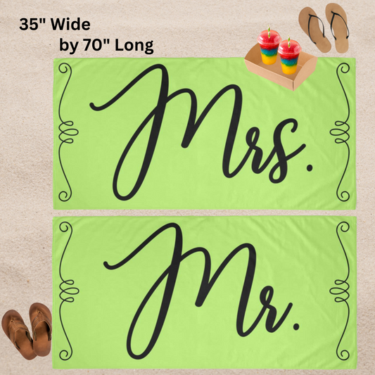 Mr. and Mrs. Beach Towel Set in Lime