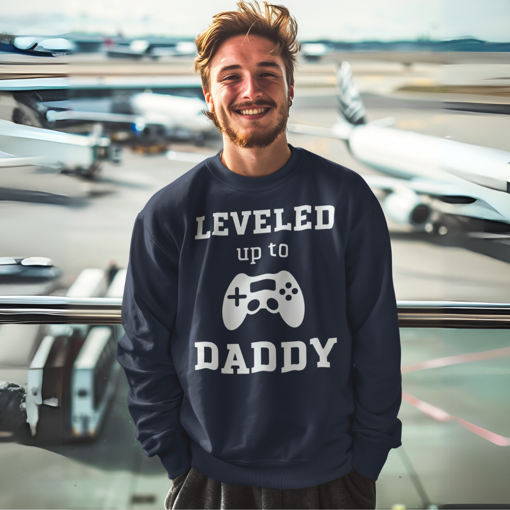 Leveled Up Daddy Sweatshirt or Hoodie and Player 2 Long Sleeve Infant Bodysuit