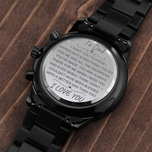 To Dad | Engraved Black Chronograph Watch - Any Gift For You