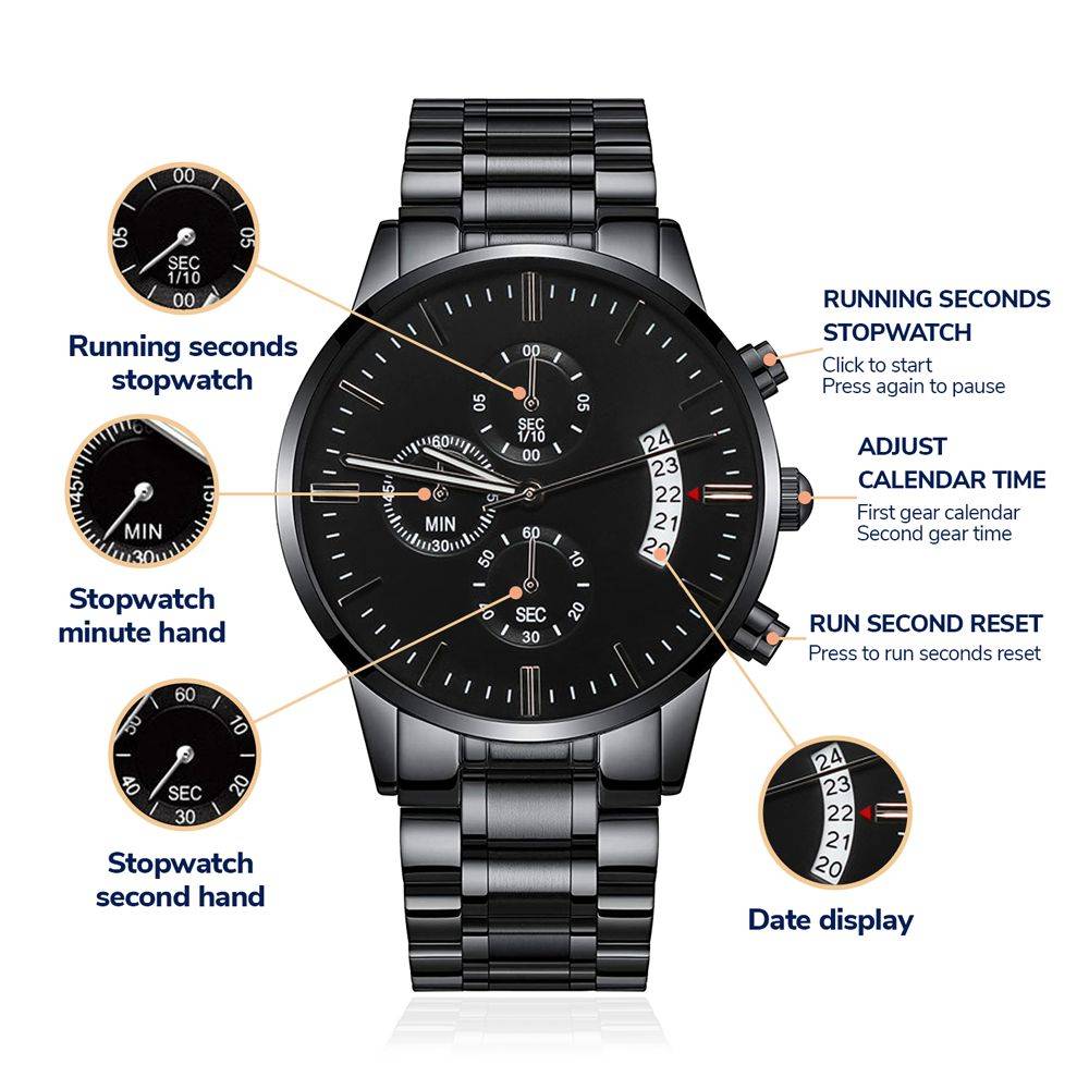 To Dad | Engraved Black Chronograph Watch - Any Gift For You