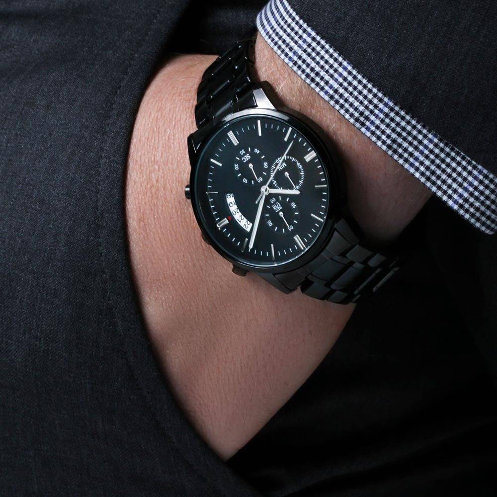 To Dad | Engraved Black Chronograph Watch - Any Gift For You
