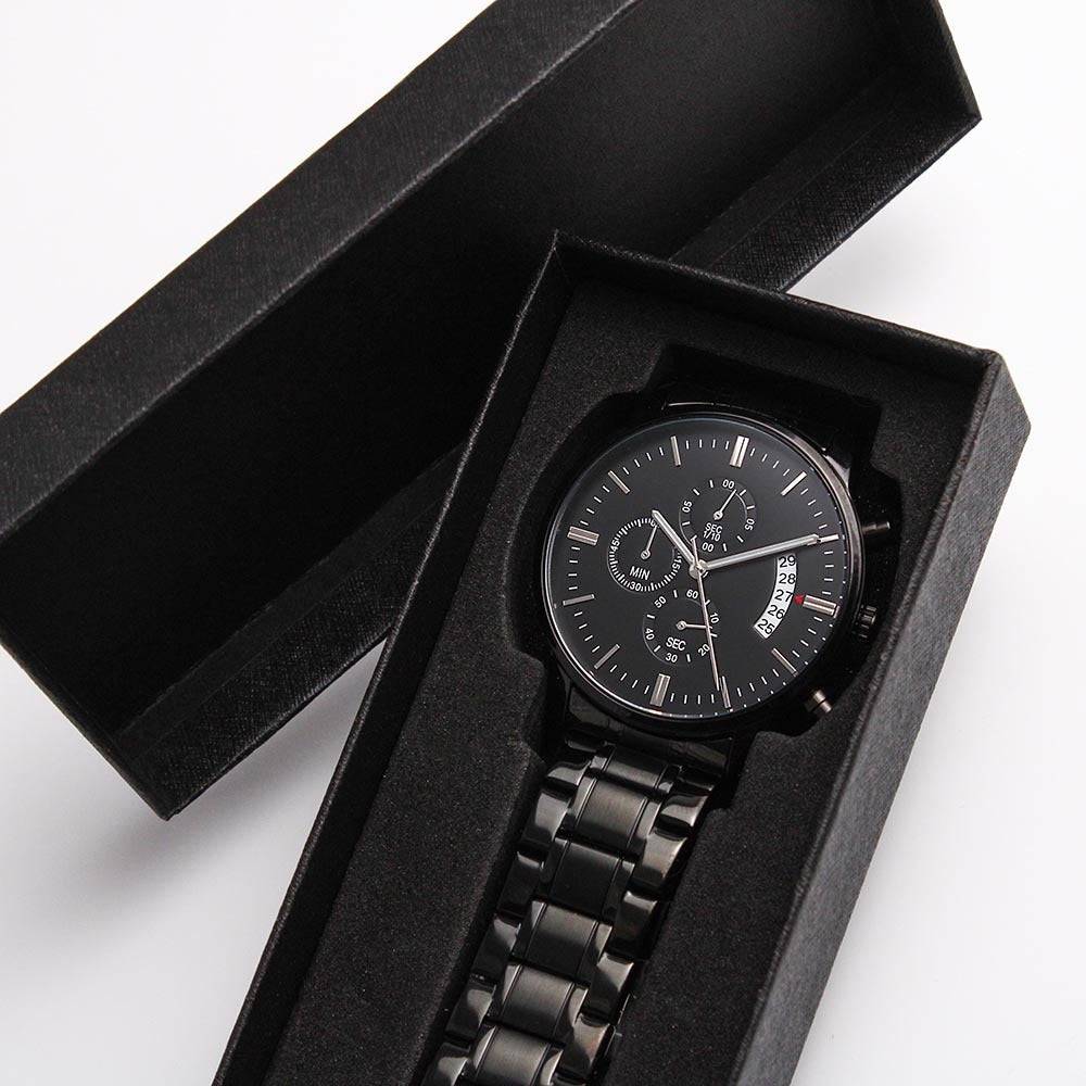 To Dad | Engraved Black Chronograph Watch - Any Gift For You