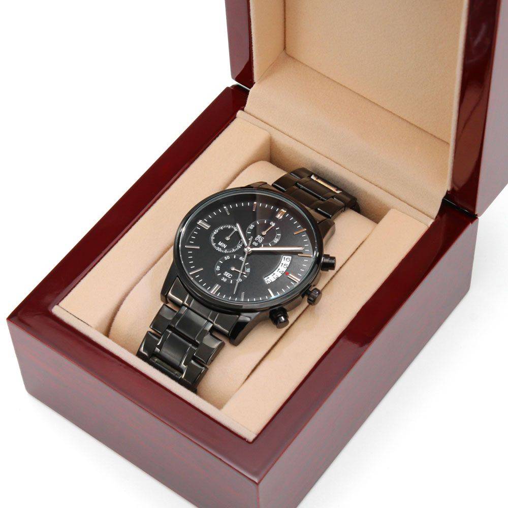 Engraved Black Chronograph Watch To Dad From Daughter - Any Gift For You