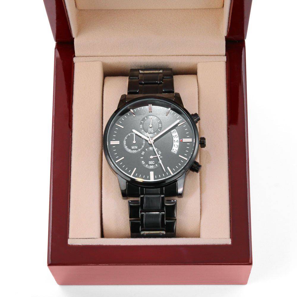 To Dad | Engraved Black Chronograph Watch - Any Gift For You