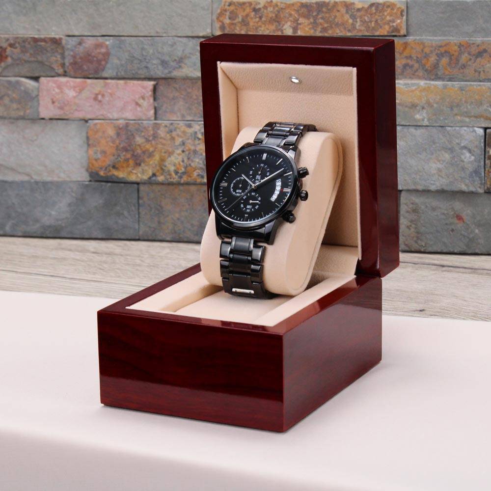 To Dad | Engraved Black Chronograph Watch - Any Gift For You