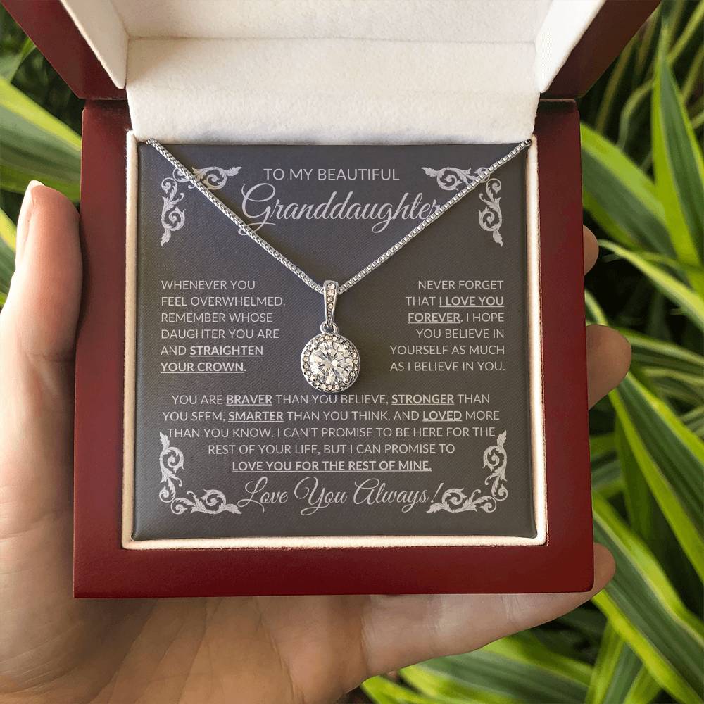 Beautiful Granddaughter Eternal Hope Necklace  in a luxury mahogany gift box with LED light - Any Gift For You