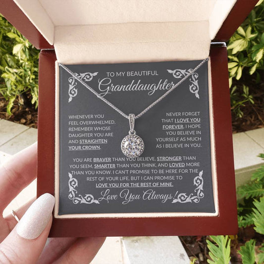 Beautiful Granddaughter Eternal Hope Necklace  in a luxury mahogany gift box with LED light - Any Gift For You