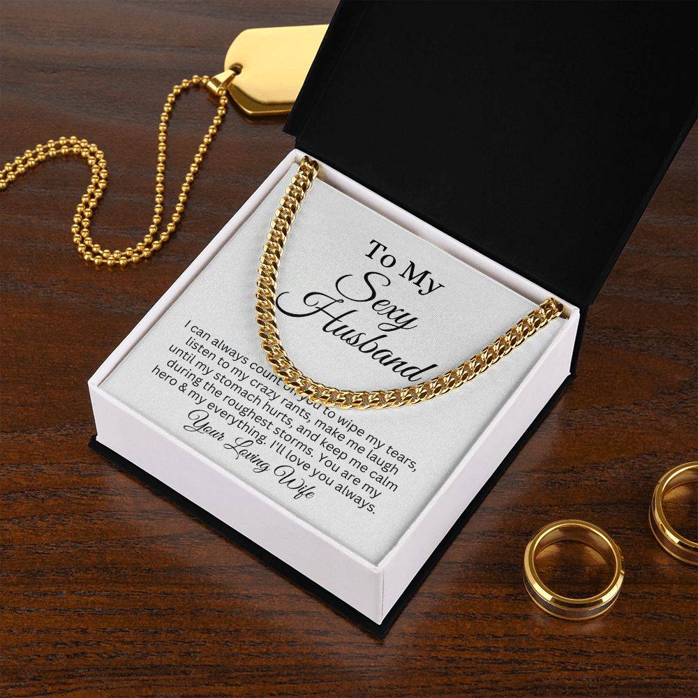 To Sexy Husband | Cuban Necklace (gold plate) | From Wife - Any Gift For You