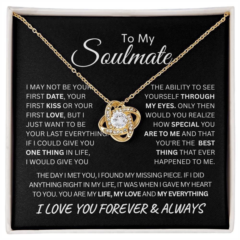 Beautiful Love Knot Necklace in 18K gold over stainless steel. The Love Knot represents an unbreakable bond between two souls. This piece features a beautiful pendant embellished with premium cubic zirconia crystals. Surprise your loved one with this gorgeous gift today!