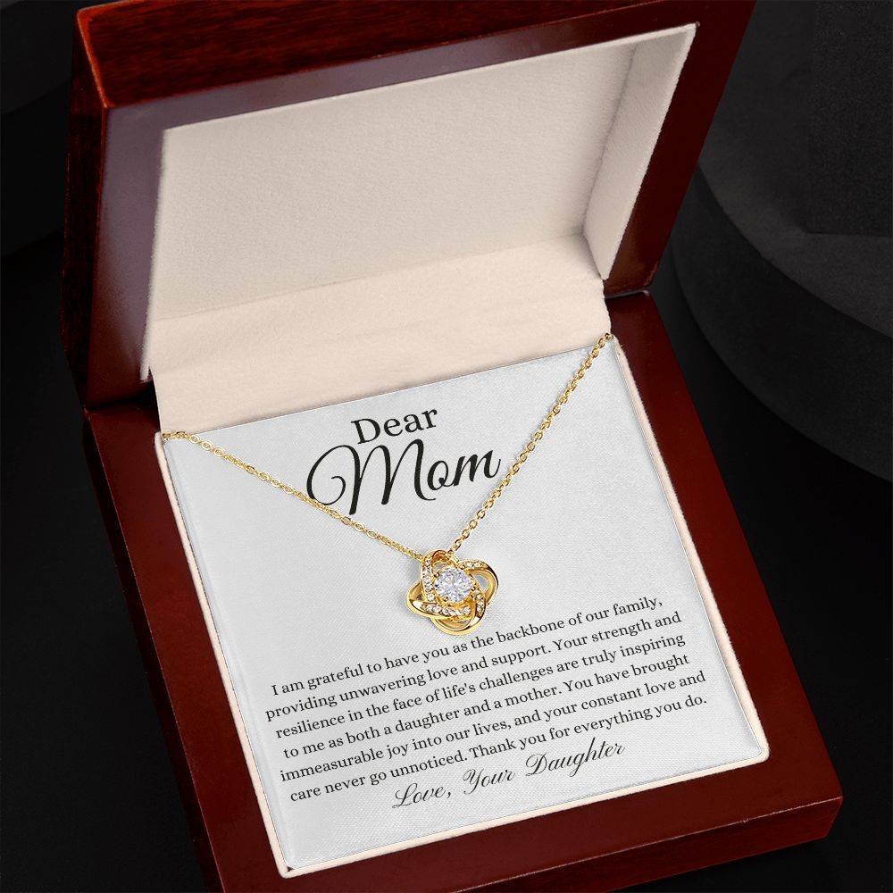 To Mom or Bonus Mom | Love Knot Necklace | From Daughter - Any Gift For You