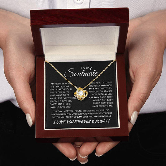 Beautiful Love Knot Necklace in 18K gold over stainless steel. The Love Knot represents an unbreakable bond between two souls. This piece features a beautiful pendant embellished with premium cubic zirconia crystals. Surprise your loved one with this gorgeous gift today!
