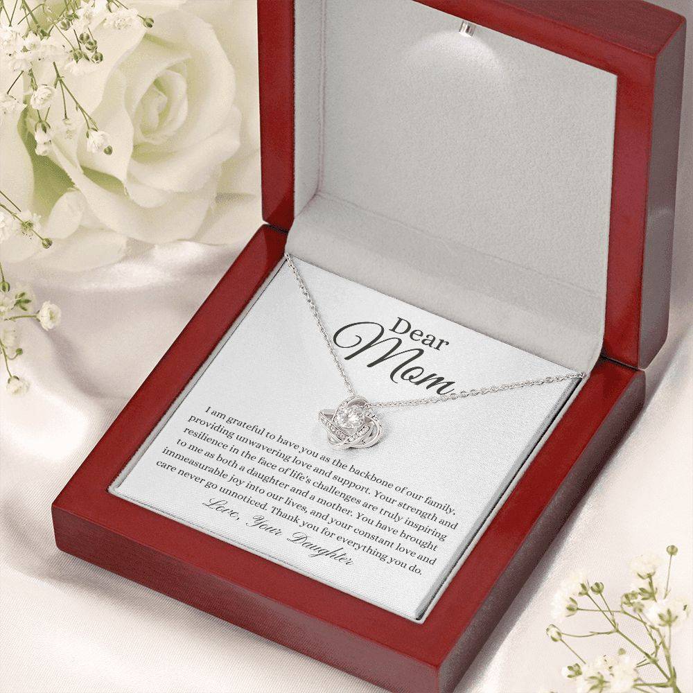 To Mom or Bonus Mom | Love Knot Necklace | From Daughter - Any Gift For You