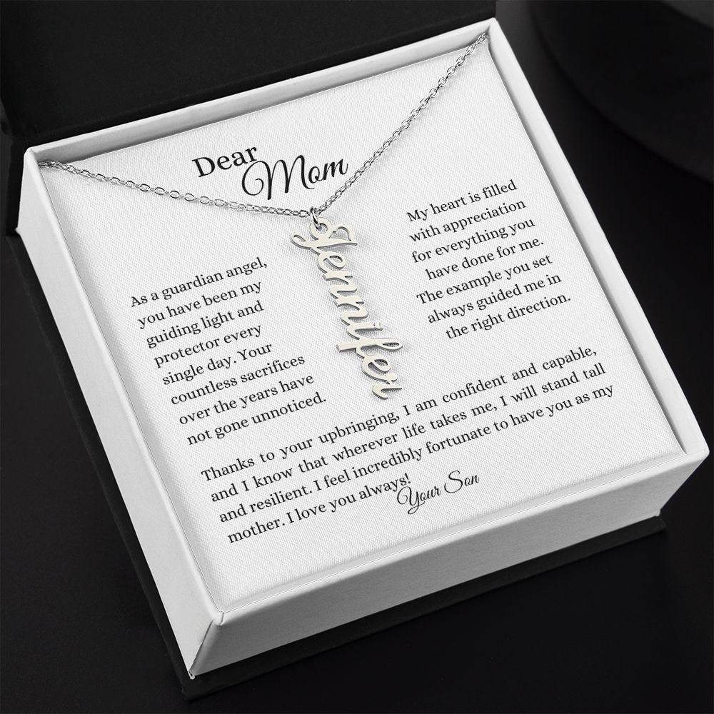 To Mom | Name Necklace (Vertical) | From Son - Any Gift For You