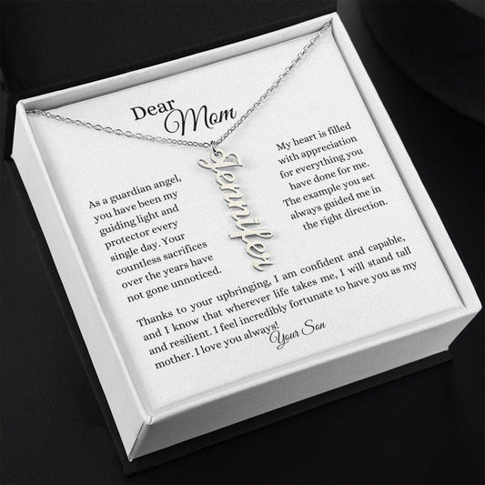 To Mom | Name Necklace (Vertical) | From Son - Any Gift For You