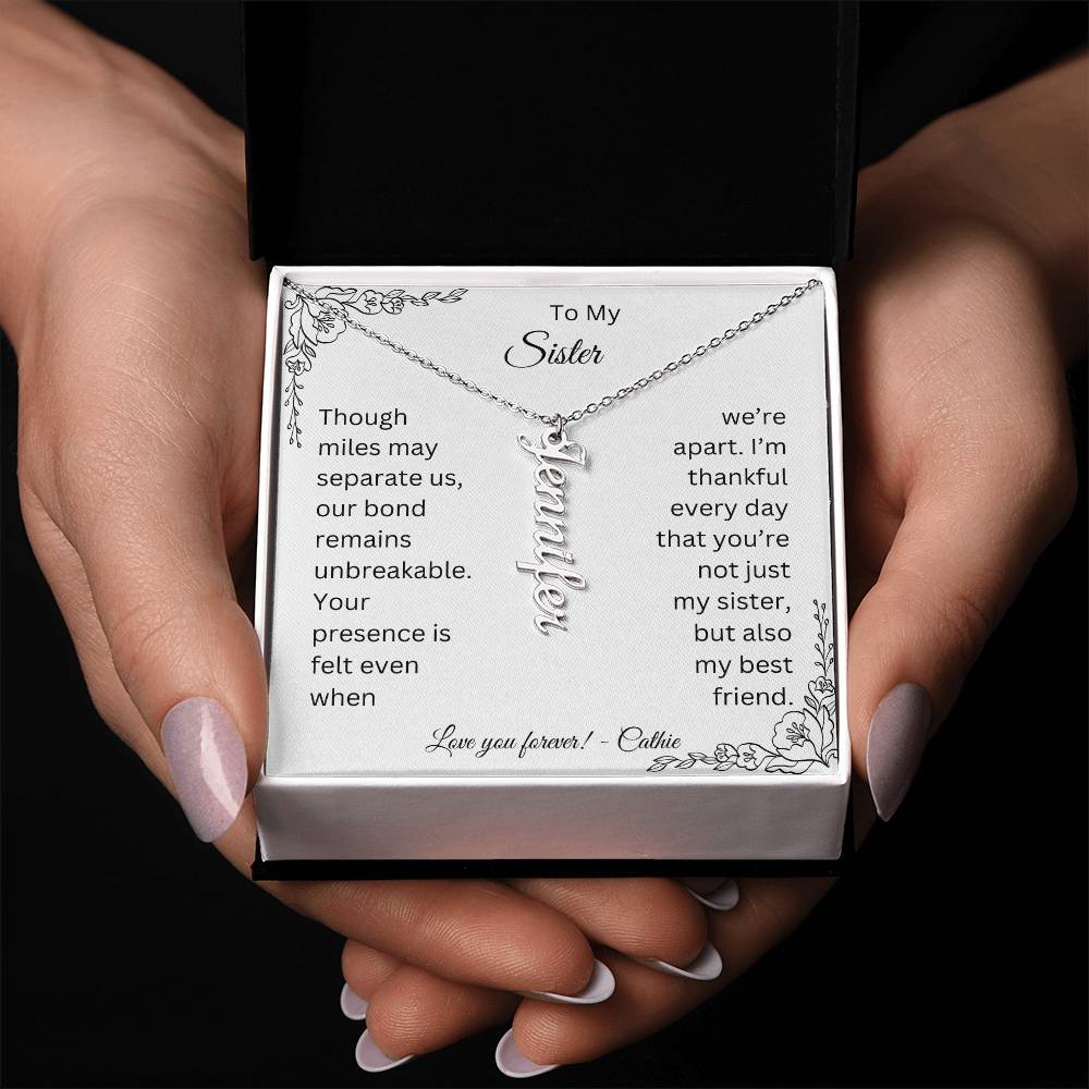 Customizable Vertical Name Necklace - LA in 14k white gold with a two tone box - Any Gift For You