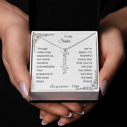 Customizable Vertical Name Necklace - LA in 14k white gold with a two tone box - Any Gift For You