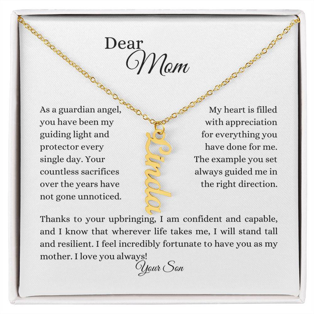 To Mom | Name Necklace (Vertical) | From Son - Any Gift For You