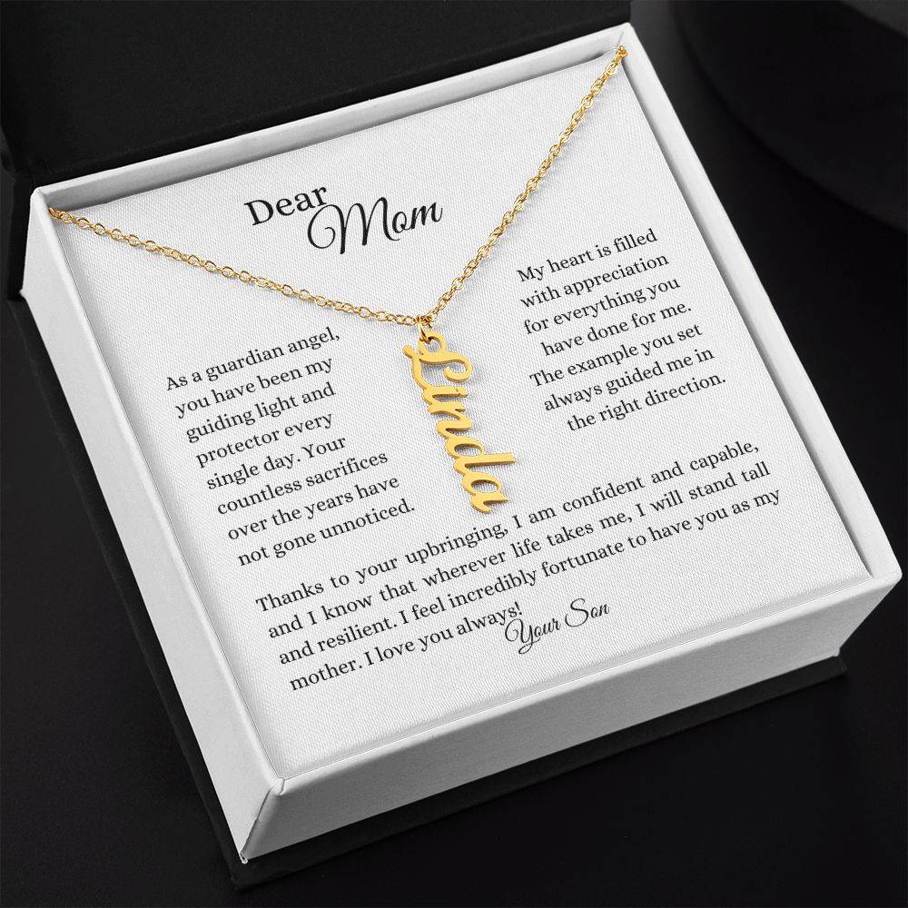 To Mom | Name Necklace (Vertical) | From Son - Any Gift For You