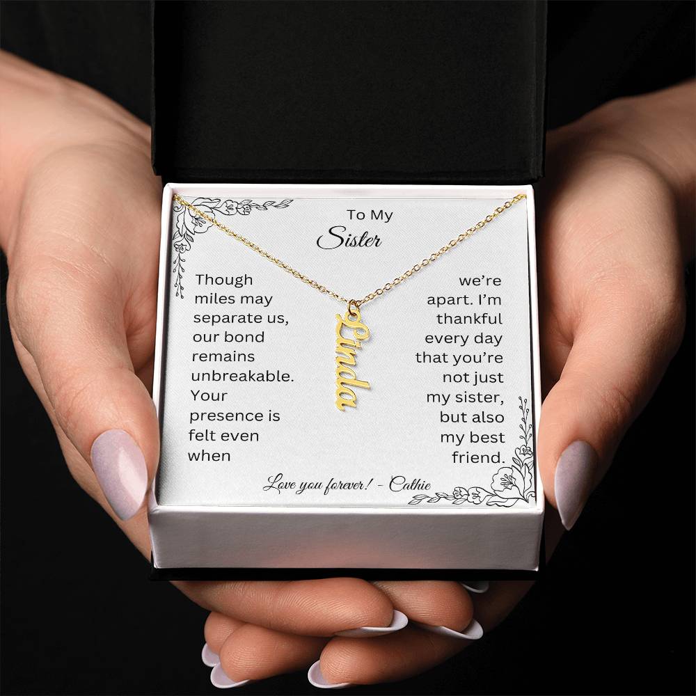 Customizable Vertical Name Necklace - LA in 18k yellow gold with a two tone box - Any Gift For You