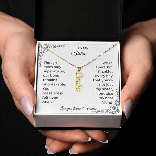 Customizable Vertical Name Necklace - LA in 18k yellow gold with a two tone box - Any Gift For You