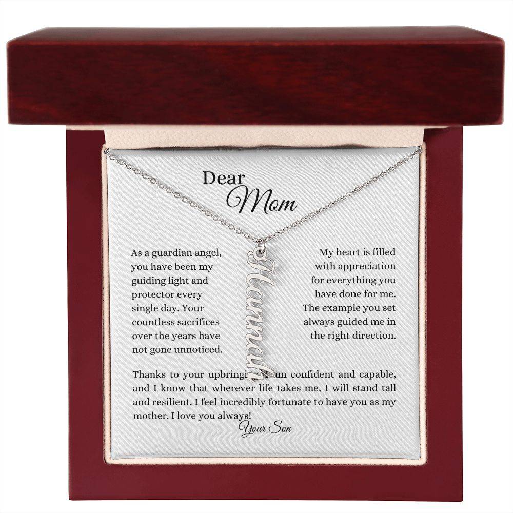 To Mom | Name Necklace (Vertical) | From Son - Any Gift For You
