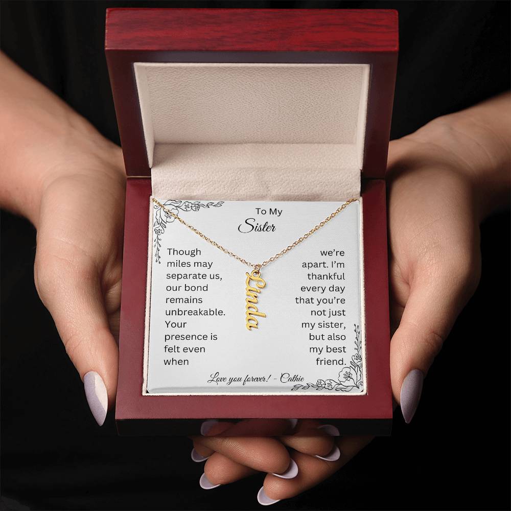 Customizable Vertical Name Necklace - LA in 18k yellow gold with a mahogany style box - Any Gift For You