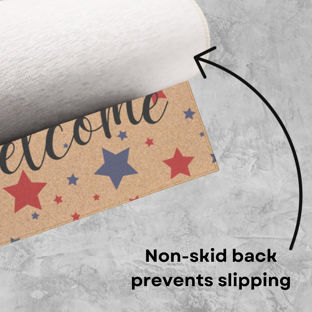 Star-Spangled Indoor Doormat image of non-skid backing - Any Gift For You