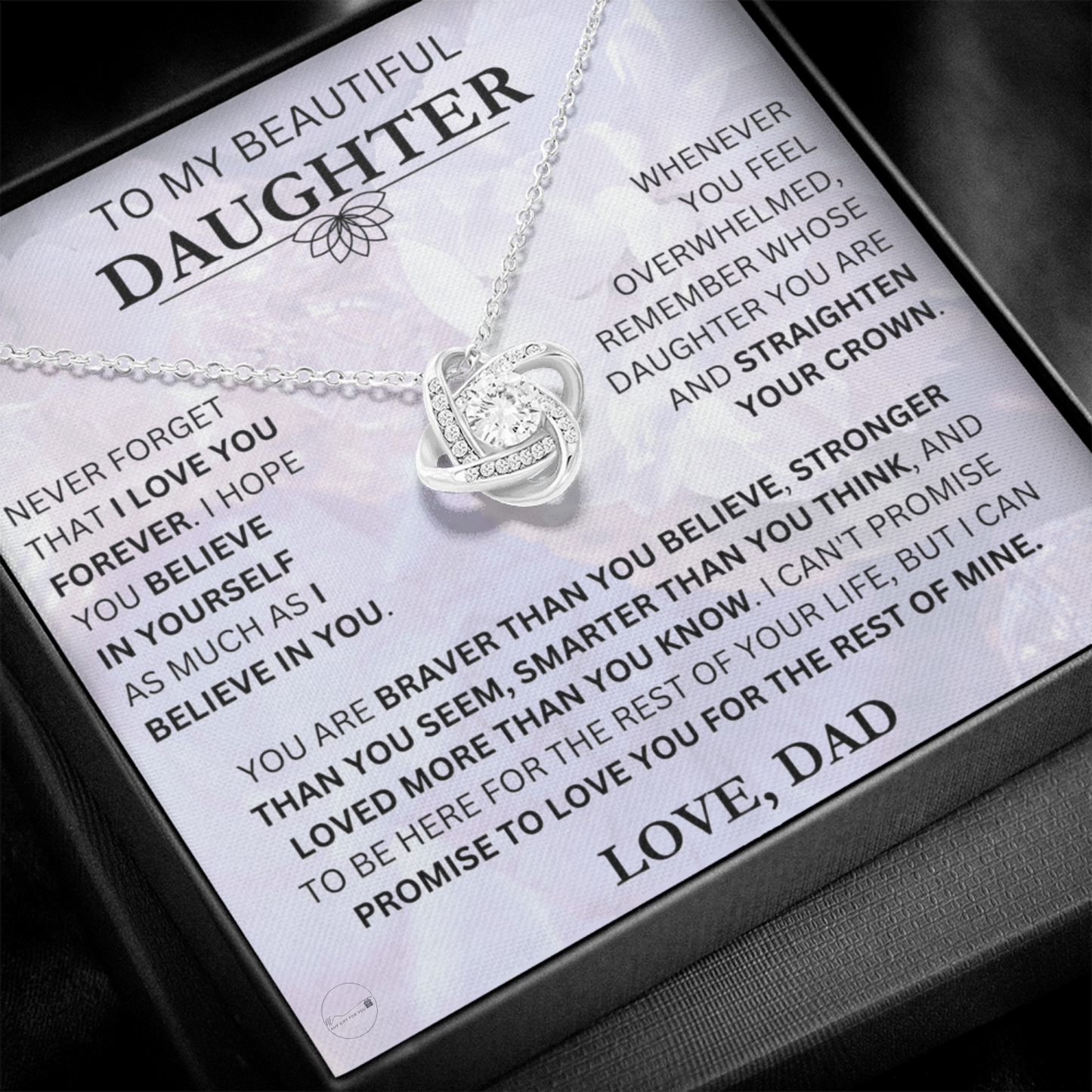 Beautiful Gift for Daughter From Dad "I Love You Forever" Necklace