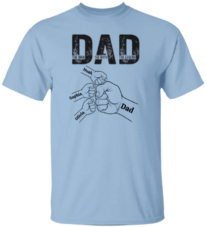 The Man, The Myth, The Legend Fist Bump Shirt in with 3 fists in light blue - Any Gift For You