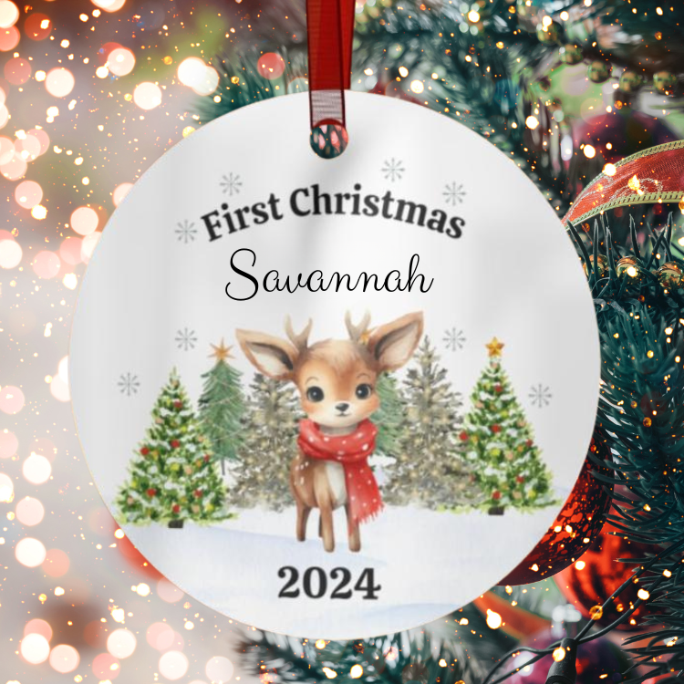 Personalized Baby's First Christmas Deer Ornament