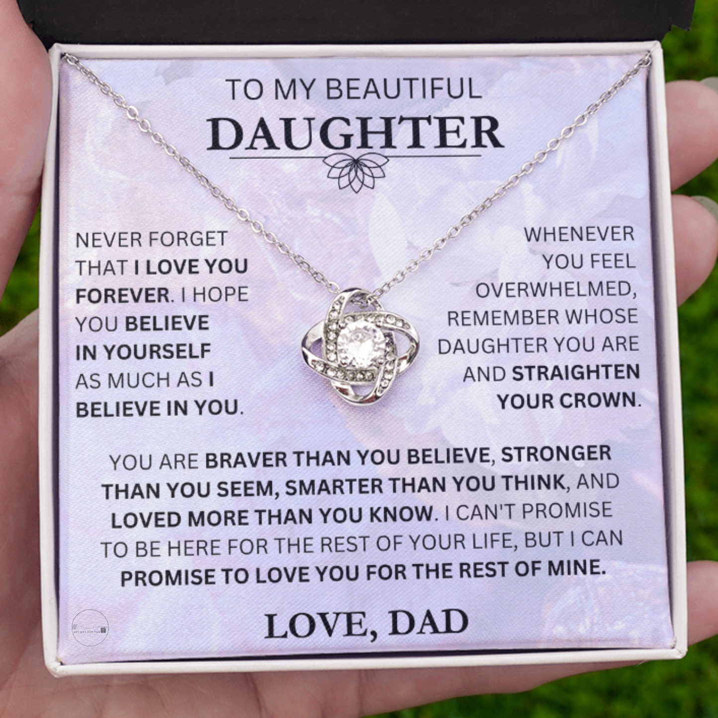 Beautiful Gift for Daughter From Dad "I Love You Forever" Necklace