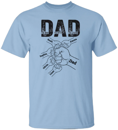 The Man, The Myth, The Legend Fist Bump Shirt in with 5 fists in light blue - Any Gift For You