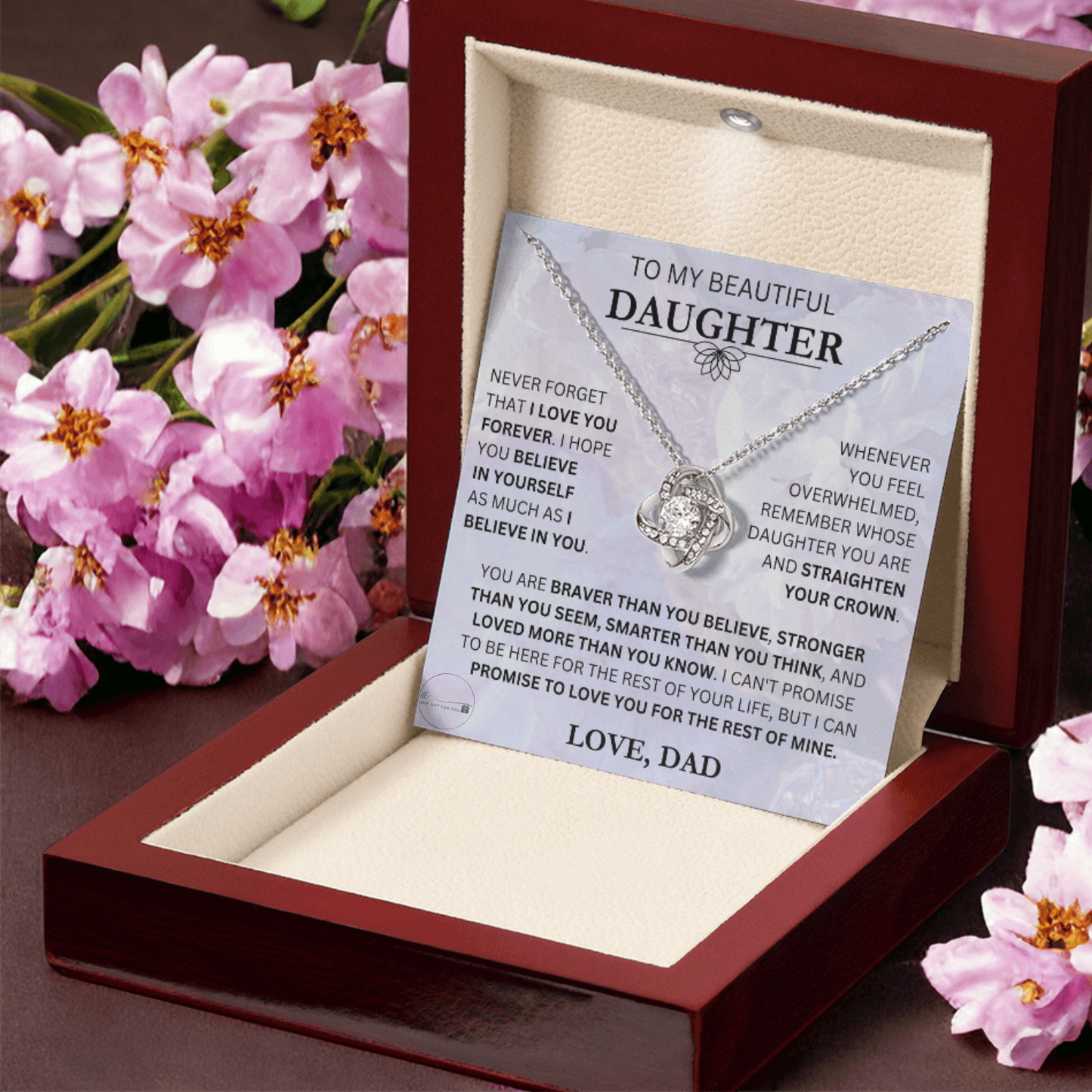 Beautiful Gift for Daughter From Dad "I Love You Forever" Necklace