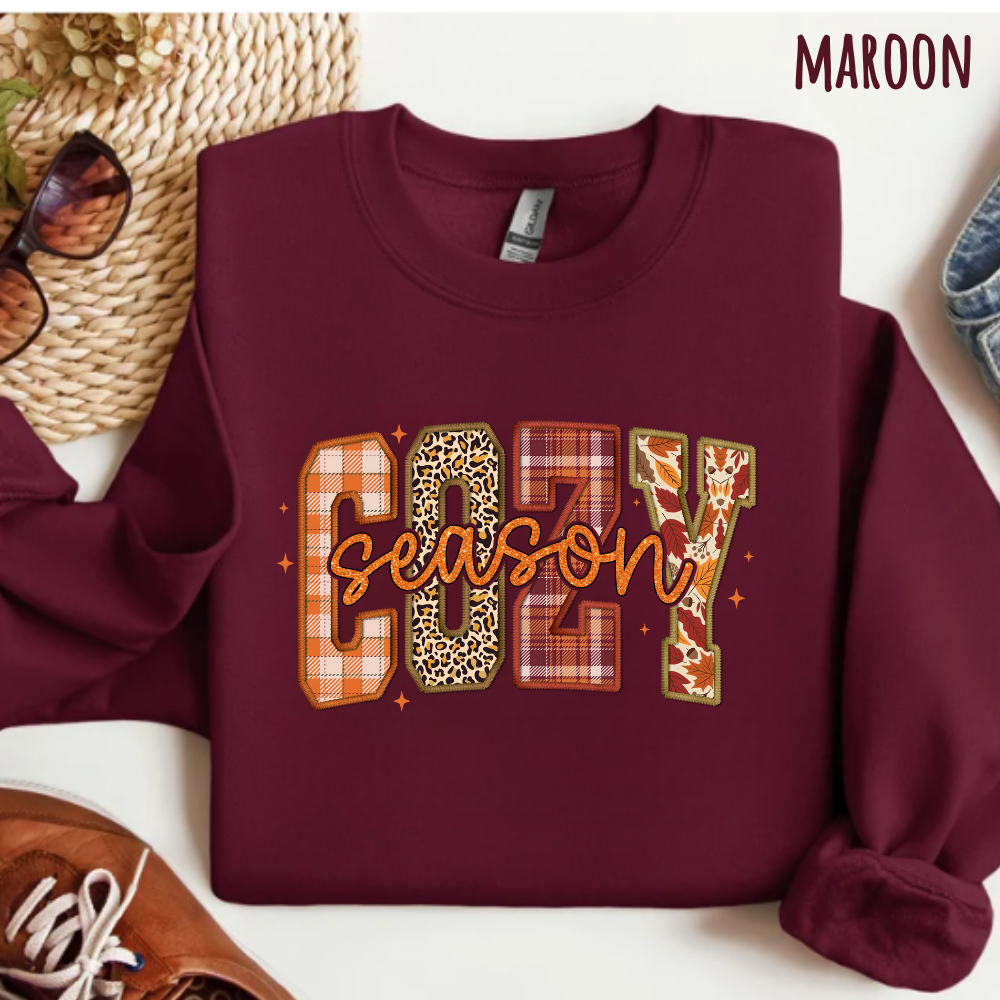 Cozy Season Vibes Sweatshirt in Maroon - Any Gift For You