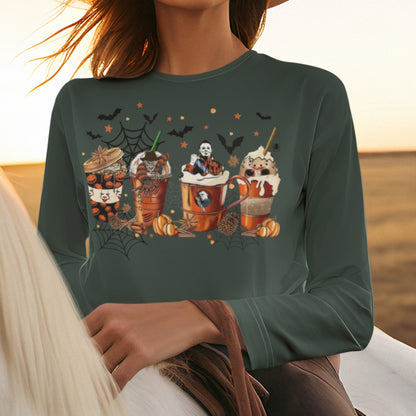 Long sleeve t-shirt in Forest with Killer Coffee design - Any Gift For You