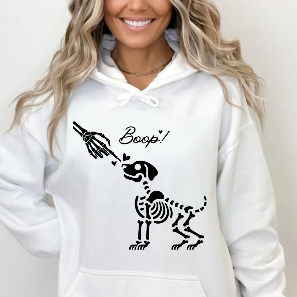 Boop Skeleton Dog Hoodie in White - Any Gift For You