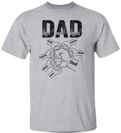 The Man, The Myth, The Legend Fist Bump Shirt in with 6 fists in sport grey - Any Gift For You