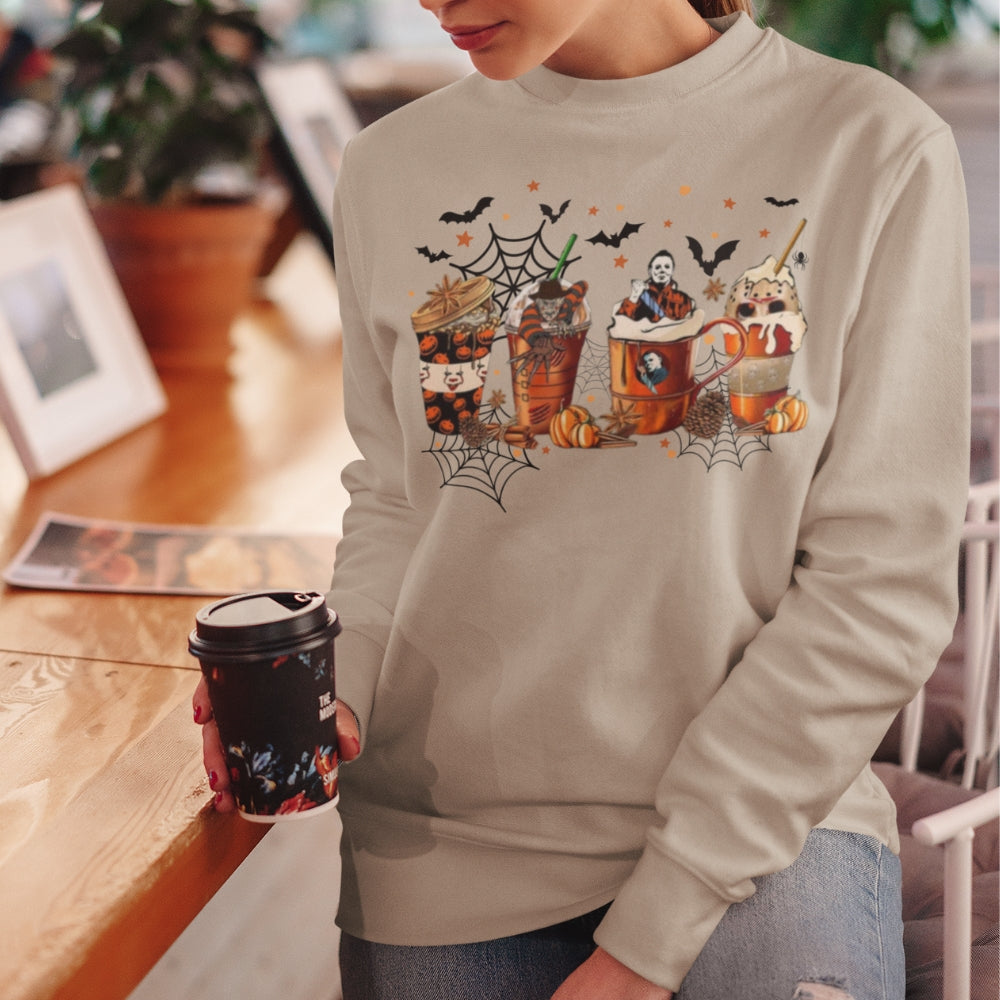 Sweatshirt in sand with Killer Coffee design - Any Gift For You