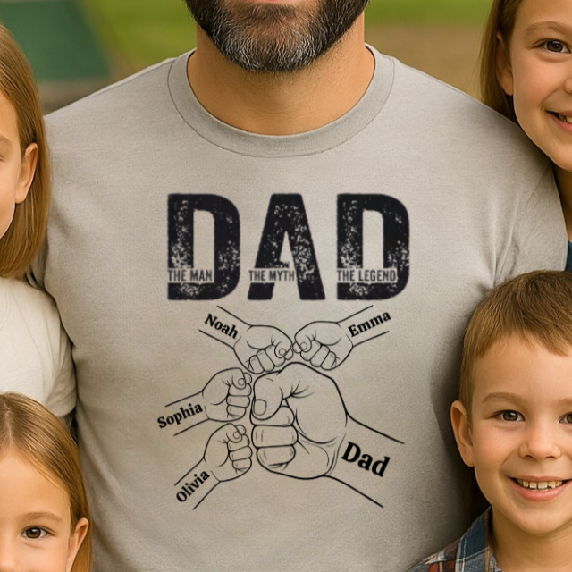 The Man, The Myth, The Legend Shirt – Custom Fist Bump Design with Kids’ Names