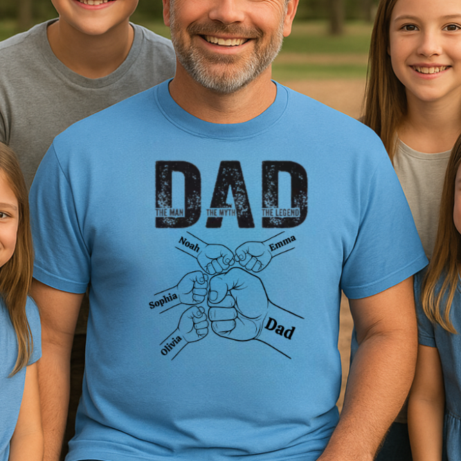 The Man, The Myth, The Legend Shirt – Custom Fist Bump Design with Kids’ Names