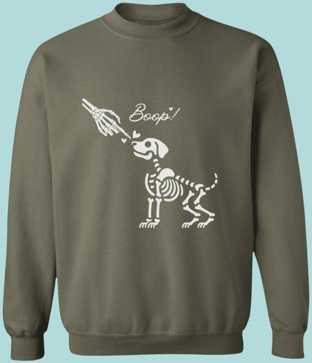 Boop Skeleton Dog Sweatshirt  in MIlitary Green - Any Gift For You